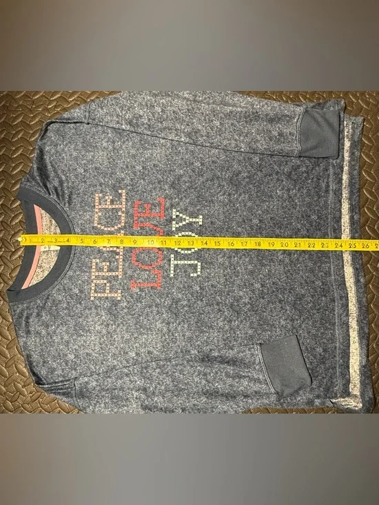 Women’s Peace Love Joy Pajama Set With Wide Leg Pants Blue & Stripes XL - Picture 6 of 10